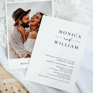 Elegant Minimalist Calligraphy Rehearsal Dinner Invitation