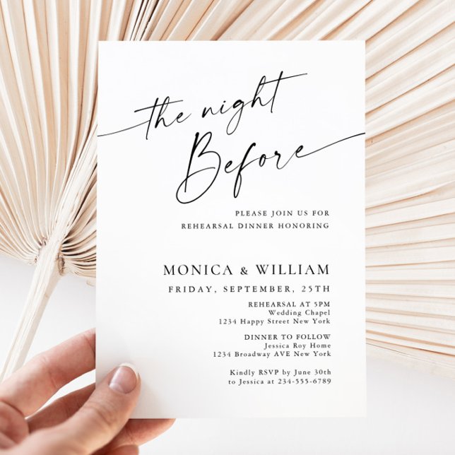 Elegant Minimalist Calligraphy Rehearsal Dinner Invitation (Creator Uploaded)