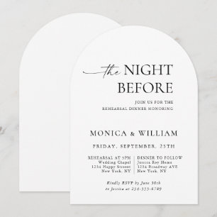 Elegant Minimalist Calligraphy Rehearsal Dinner Invitation