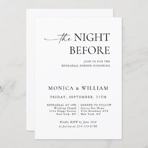 Elegant Minimalist Calligraphy Rehearsal Dinner Invitation