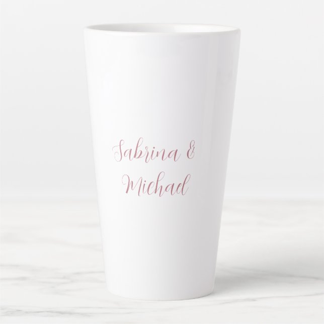 Elegant Minimalist Calligraphy Rose Gold White Latte Mug (Front)