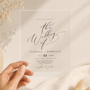 Elegant Minimalist Calligraphy Script Wedding Acrylic Invitations