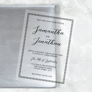 Elegant Minimalist Calligraphy Script Wedding  Acrylic Invitations