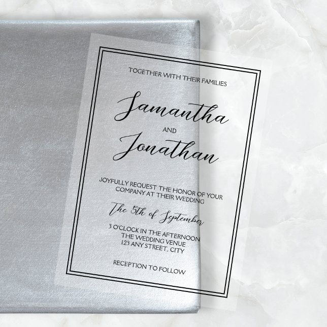 Elegant Minimalist Calligraphy Script Wedding  Acrylic Invitations (Elegant Minimalist Calligraphy Script Wedding Acrylic Invitations)