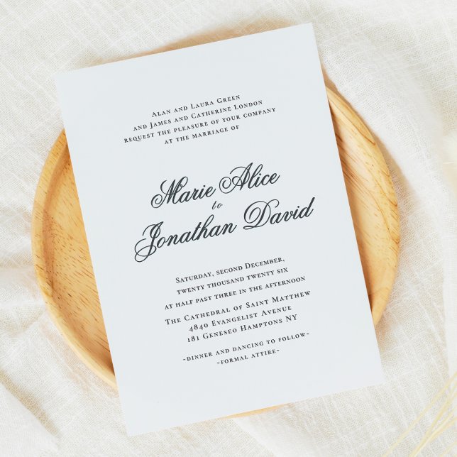 Elegant Minimalist Calligraphy Script Wedding  Invitation (Elegant Minimalist Calligraphy Script Wedding Invitation)