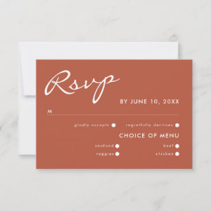 Elegant Minimalist Calligraphy Terracotta Wedding RSVP Card