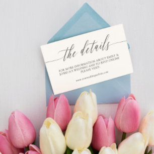 Elegant Minimalist Calligraphy Wedding Details Enclosure Card