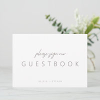 Elegant Minimalist Calligraphy Wedding Guest Book