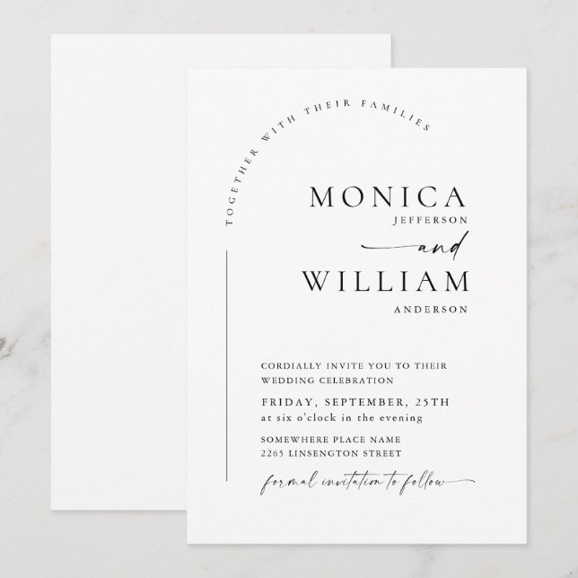 Elegant Minimalist Calligraphy Wedding Invitation (Front/Back)