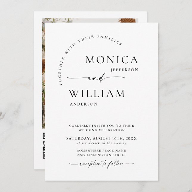 Elegant Minimalist Calligraphy Wedding One Photo Invitation (Front/Back)
