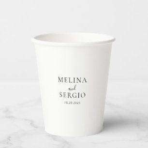 Elegant Minimalist Calligraphy Wedding Paper Cups