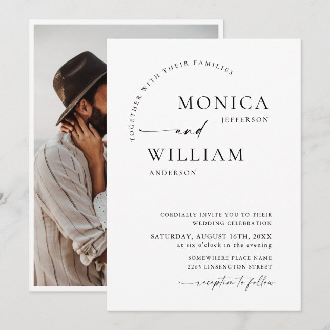 Elegant Minimalist Calligraphy Wedding Photo Invitation (Front/Back)