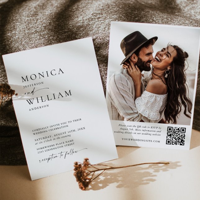 Elegant Minimalist Calligraphy Wedding PHOTO Invitation (Creator Uploaded)