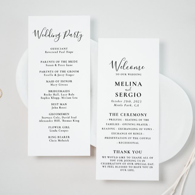 Elegant Minimalist Calligraphy Wedding  Programme (Creator Uploaded)