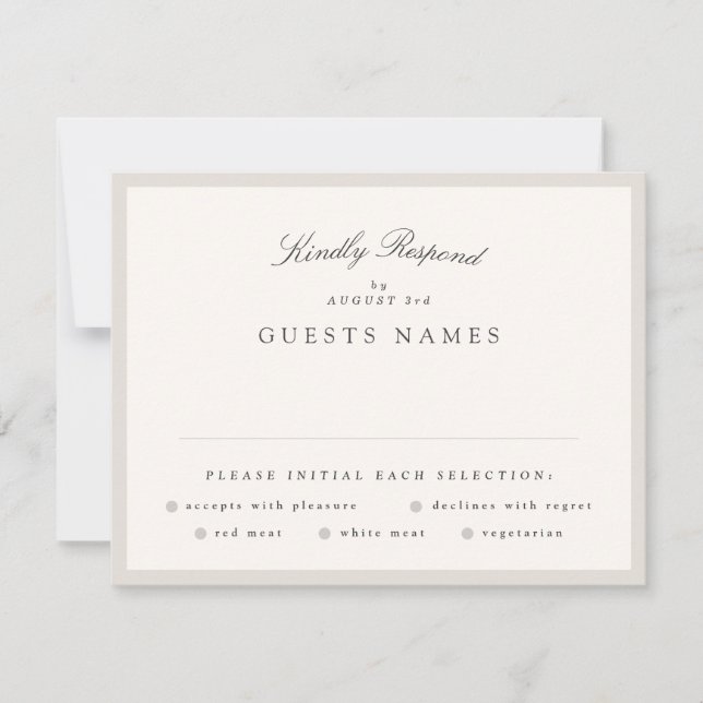 Elegant Minimalist Calligraphy Wedding RSVP Card (Front)