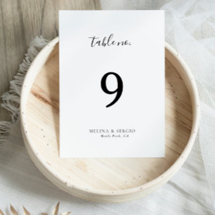 Elegant Minimalist Calligraphy Wedding Table Number
