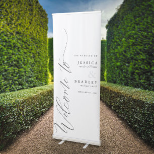 Elegant Minimalist Calligraphy Wedding Welcome Retractable Banner
