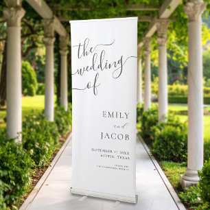 Elegant Minimalist Calligraphy Wedding Welcome Retractable Banner