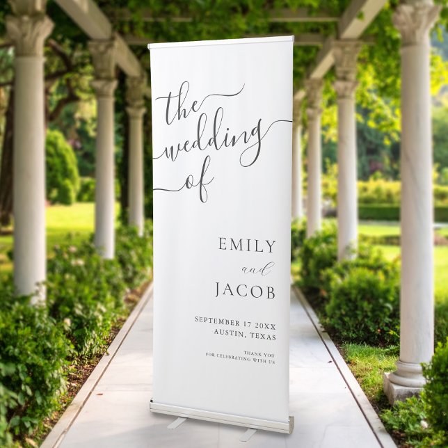 Elegant Minimalist Calligraphy Wedding Welcome Retractable Banner (Creator Uploaded)
