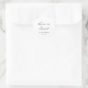 Elegant Minimalist Calligraphy White Wedding Classic Round Sticker
