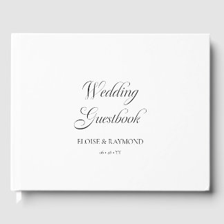 Elegant Minimalist Calligraphy White Wedding Guest Book