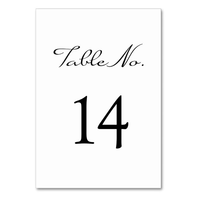 Elegant Minimalist Calligraphy White Wedding Table Number (Front)