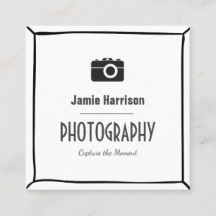 Elegant Minimalist Camera Icon Photography Square Business Card