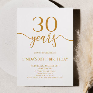 Elegant Minimalist Champagne 30th Birthday Party Invitation
