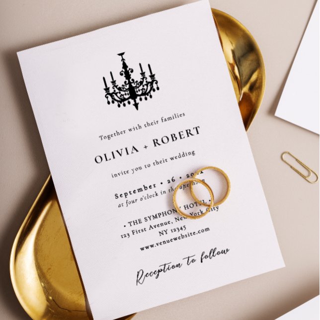 Elegant Minimalist Chandelier Wedding Invitation (Creator Uploaded)