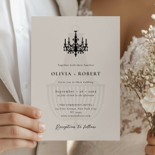 Elegant Minimalist Chandelier Wedding Invitation