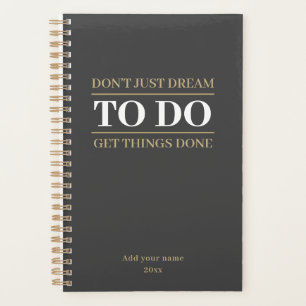 Elegant Minimalist Charcoal & Beige Gold to do Planner