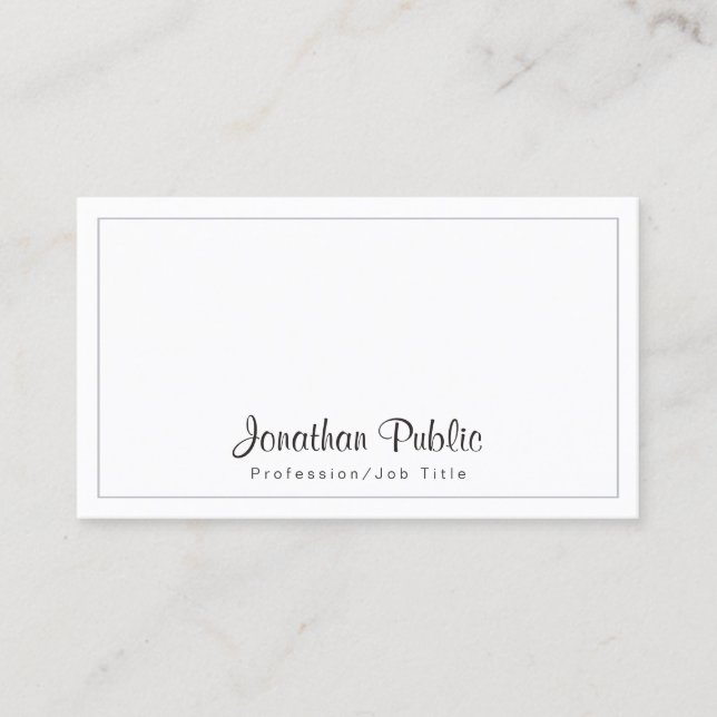 Elegant Minimalist Chic Grey White Modern Business Card (Front)