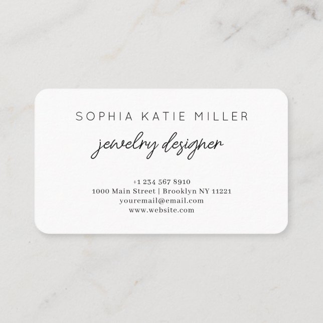 Elegant Minimalist Chic Handmade Jewellery Designe Business Card (Back)