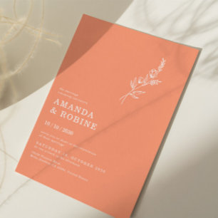Elegant Minimalist Chic Leaves Flower Wedding Invi Invitation