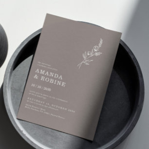 Elegant Minimalist Chic Leaves Flower Wedding Invitation