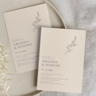 Elegant Minimalist Chic Leaves Flower Wedding Invitation