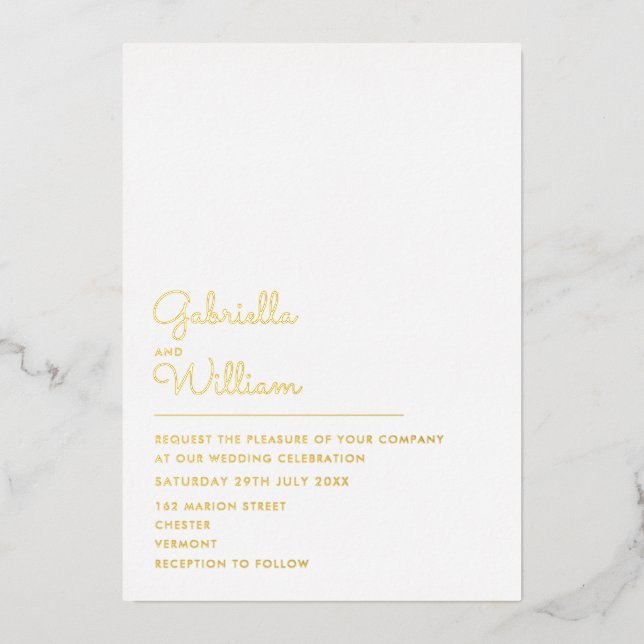 Elegant Minimalist Chic Script Wedding Gold (Front)