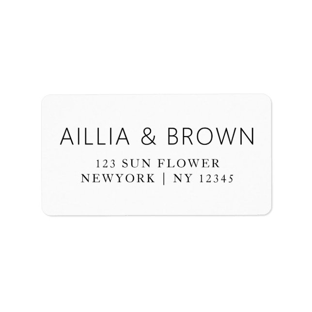 Elegant Minimalist Chic Wedding Address Label (Front)