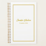 Elegant Minimalist Chic White Gold Weekly Planner<br><div class="desc">Elevate your planning routine with the Elegant Minimalist Chic White & Gold Weekly Planner. Designed for those who appreciate the finer things, this planner combines simplicity with sophistication, featuring a crisp white background accented by luxurious gold details. The subtle gold accents add a touch of elegance, making this planner not...</div>