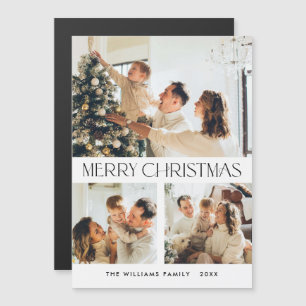 Elegant Minimalist Christmas 3 PHOTO Magnetic Card