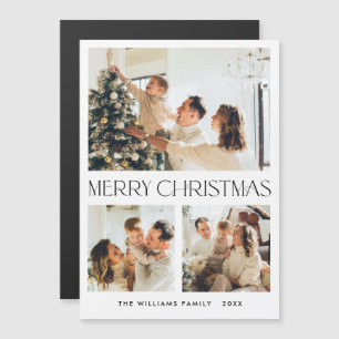 Elegant Minimalist Christmas 3 PHOTO Magnetic Card