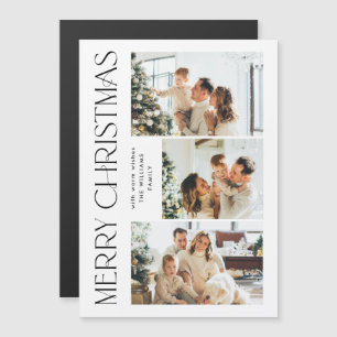 Elegant Minimalist Christmas 3 PHOTO Magnetic Card