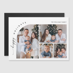 Elegant Minimalist Christmas 4 PHOTO Magnetic Card
