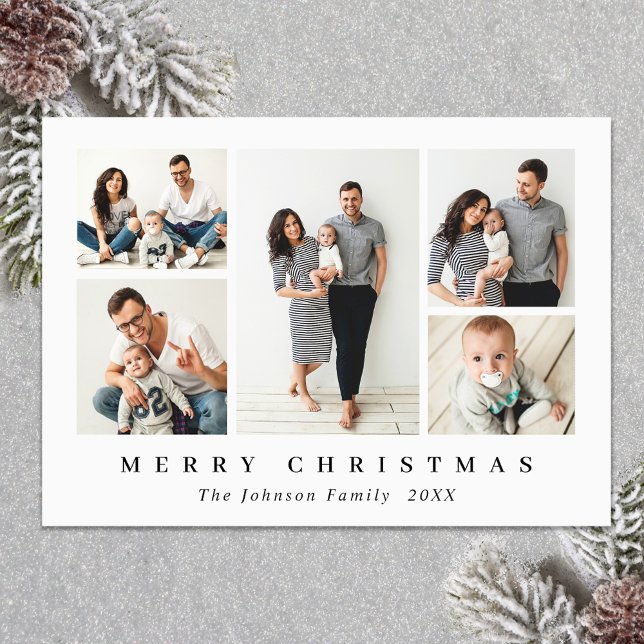 Elegant Minimalist Christmas 5 PHOTO Magnetic Card (Zazzle Elegant Minimalist Christmas 5 PHOTO Magnetic Card )