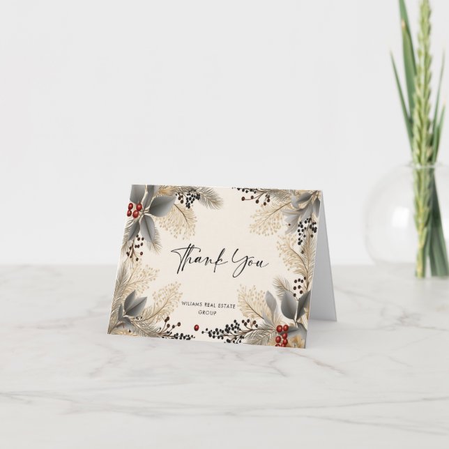 Elegant Minimalist Christmas Corporate Company Thank You Card (Front)