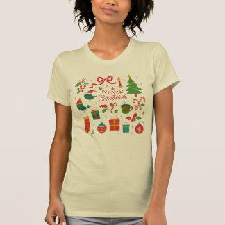 Elegant Minimalist Christmas Doodles Hand-Drawn T-Shirt