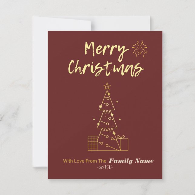 Elegant Minimalist Christmas Flat Holiday Card (Front)
