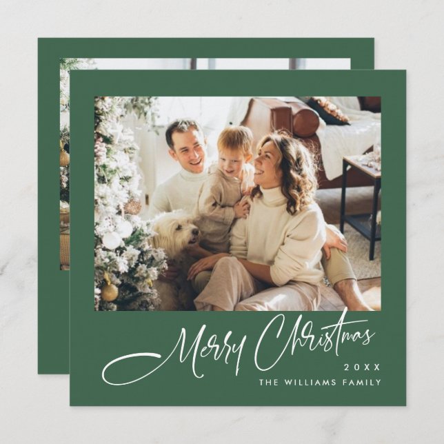 Elegant Minimalist Christmas Greeting 2 Photo Holiday Card (Front/Back)
