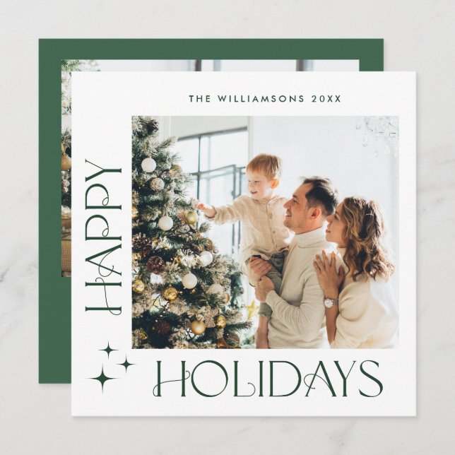 Elegant Minimalist Christmas Greeting 2 Photo Holiday Card (Front/Back)