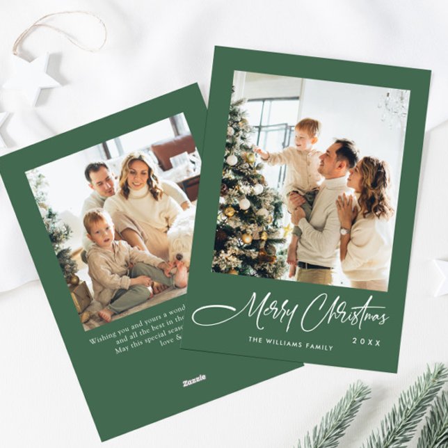 Elegant Minimalist Christmas Greeting 2 Photo Holiday Card (Creator Uploaded)